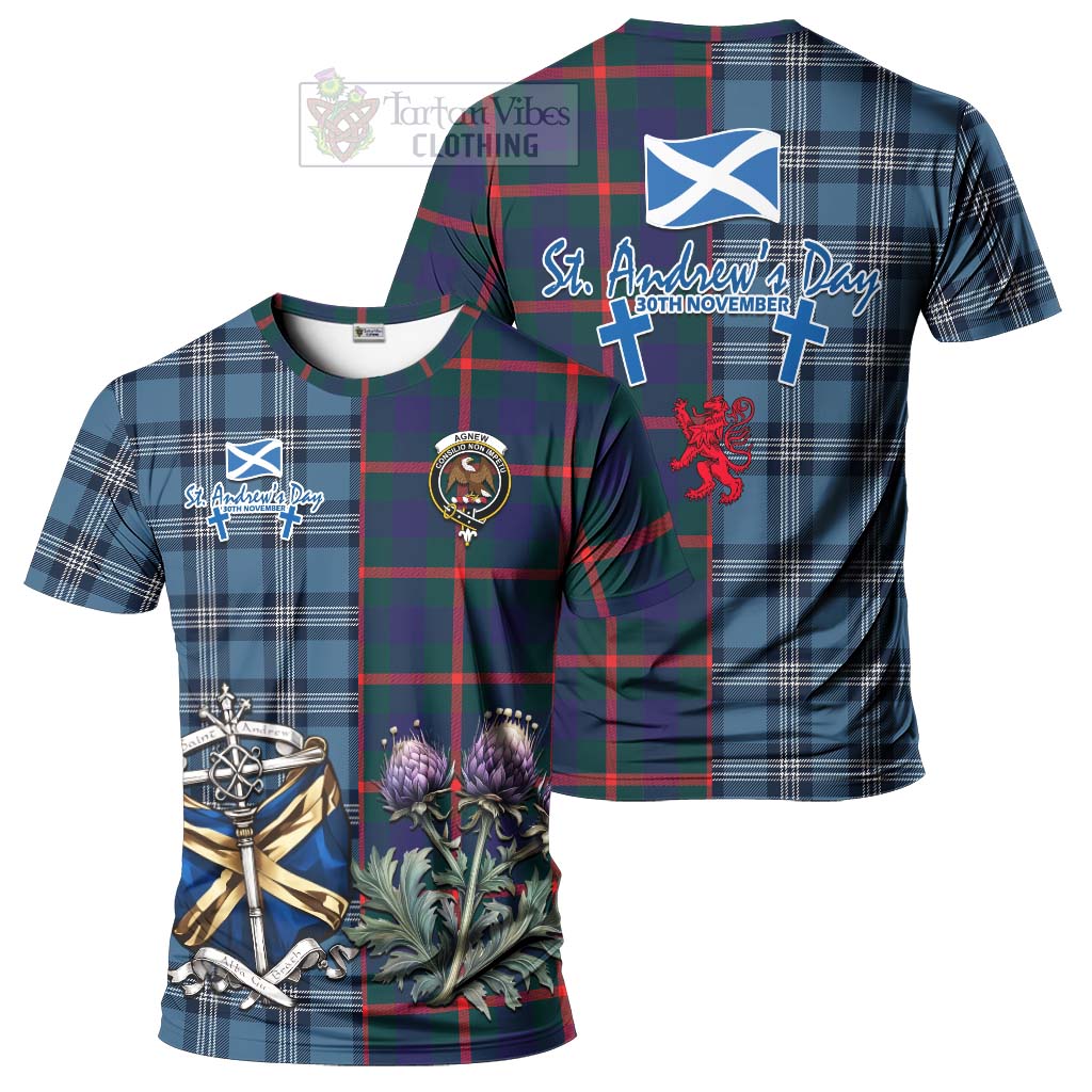 Tartan Vibes Clothing Agnew Tartan T-Shirt Happy St. Andrew's Day Half Tartan Style