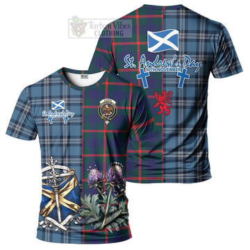 Agnew Tartan T-Shirt Happy St. Andrew's Day Half Tartan Style