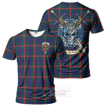 Agnew Tartan T-Shirt with Family Crest Celtic Skull Style