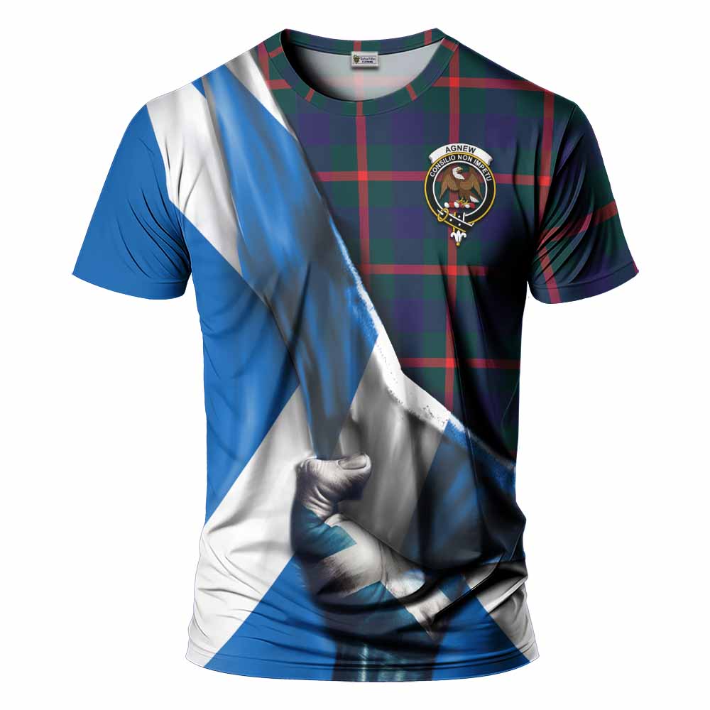 Tartan Vibes Clothing Agnew Tartan T-Shirt with Family Crest Scotland Patriotic Style