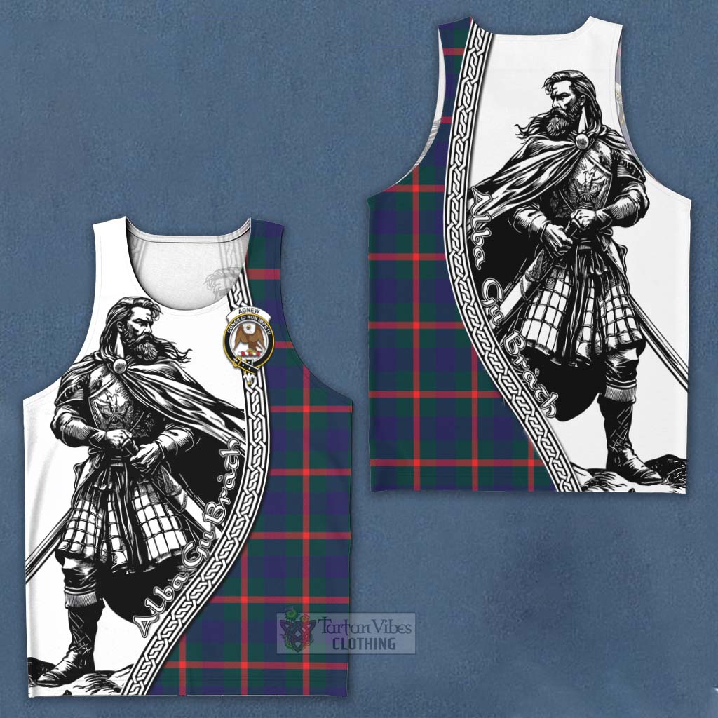 Tartan Vibes Clothing Agnew Tartan Clan Crest Men's Tank Top with Highlander Warrior Celtic Style