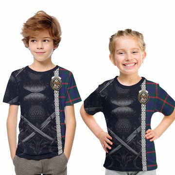 Agnew Tartan Kid T-Shirt with Family Crest Cross Sword Thistle Celtic Vibes