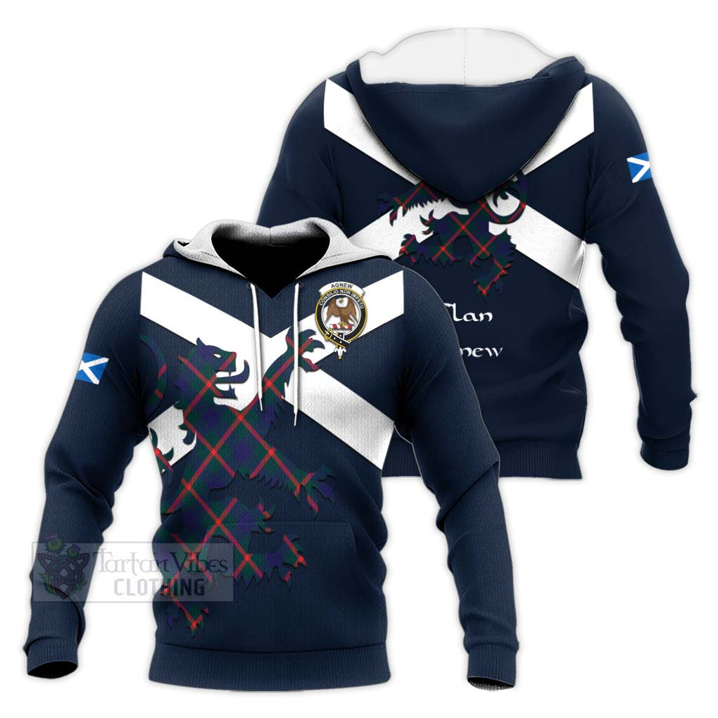 Tartan Vibes Clothing Agnew Tartan Lion Rampant Knitted Hoodie – Proudly Display Your Heritage with Alba Gu Brath and Clan Name