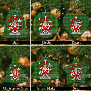 Agnew Irish Clan Tartan Christmas Ceramic Ornament with Coat of Arms