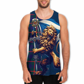 Agnew Tartan Family Crest Men's Tank Top with Scottish Majestic Lion