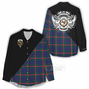 Agnew Tartan Women's Casual Shirt with Family Crest and Military Logo Style