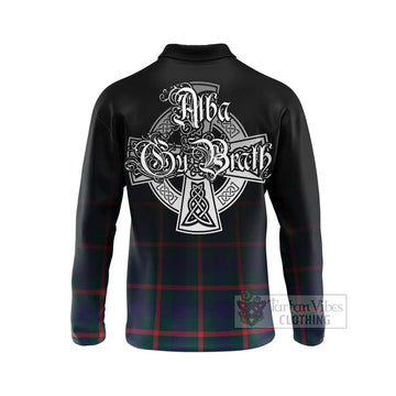 Agnew Tartan Long Sleeve Polo Shirt Featuring Alba Gu Brath Family Crest Celtic Inspired