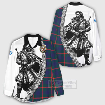 Agnew Tartan Clan Crest Women's Casual Shirt with Highlander Warrior Celtic Style