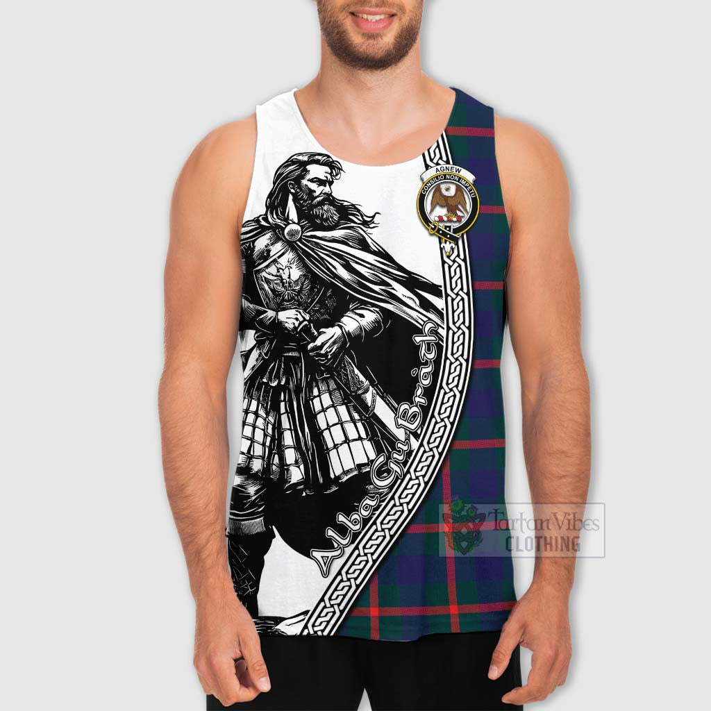 Tartan Vibes Clothing Agnew Tartan Clan Crest Men's Tank Top with Highlander Warrior Celtic Style