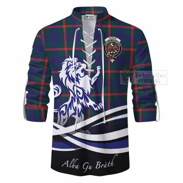 Agnew Tartan Ghillie Kilt Shirt with Alba Gu Brath Regal Lion Emblem