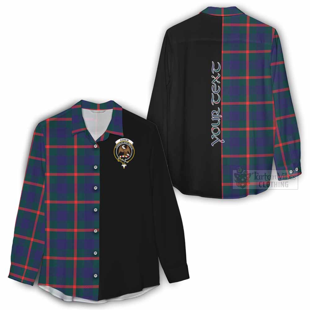 Tartan Vibes Clothing Agnew Tartan Women's Casual Shirt with Family Crest and Half Of Me Style