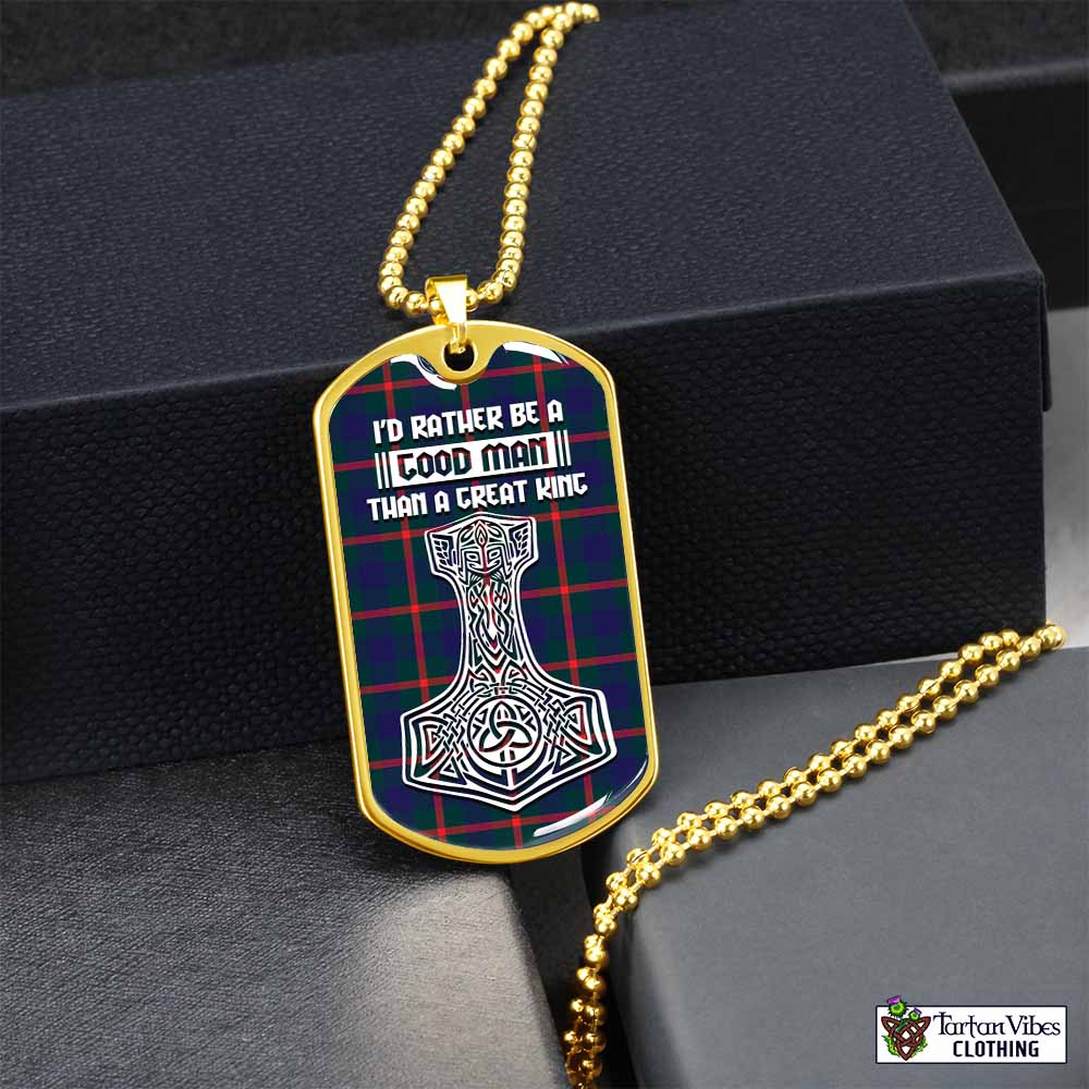 Tartan Vibes Clothing Agnew Tartan Dog Tag Necklace Viking Mjolnir Style