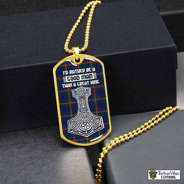 Agnew Tartan Dog Tag Necklace Viking Mjolnir Style