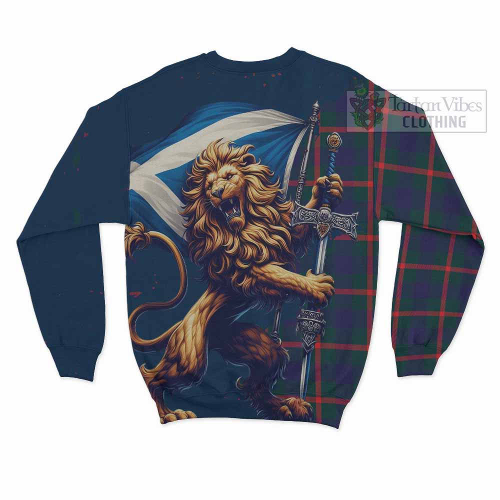 Tartan Vibes Clothing Agnew Tartan Family Crest Sweatshirt with Scottish Majestic Lion