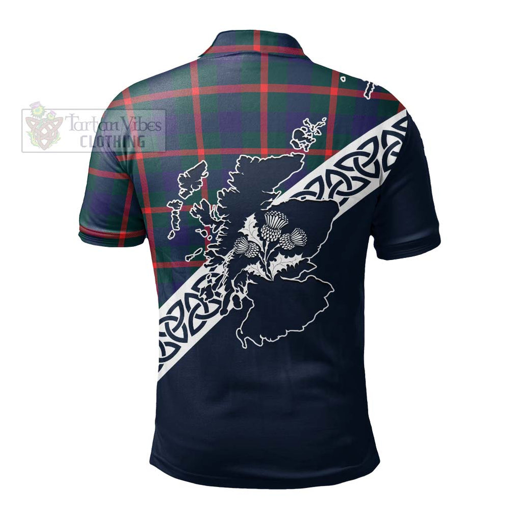 Agnew Tartan Polo Shirt Featuring Thistle and Scotland Map - Tartanvibesclothing Store