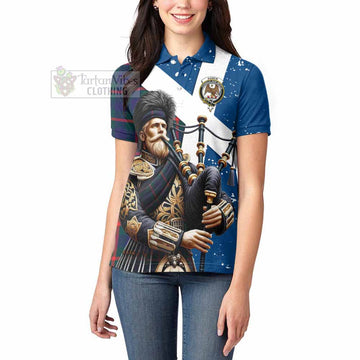 Agnew Tartan Women's Polo Shirt with Family Crest Scottish Bagpiper Vibes