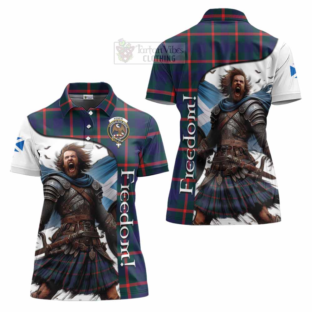 Tartan Vibes Clothing Agnew Crest Tartan Women's Polo Shirt Inspired by the Freedom of Scottish Warrior