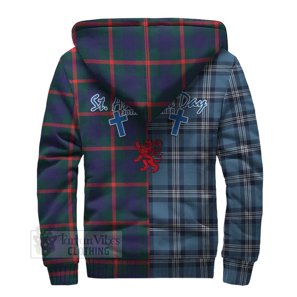 Tartan Vibes Clothing Agnew Tartan Sherpa Hoodie Happy St. Andrew's Day Half Tartan Style