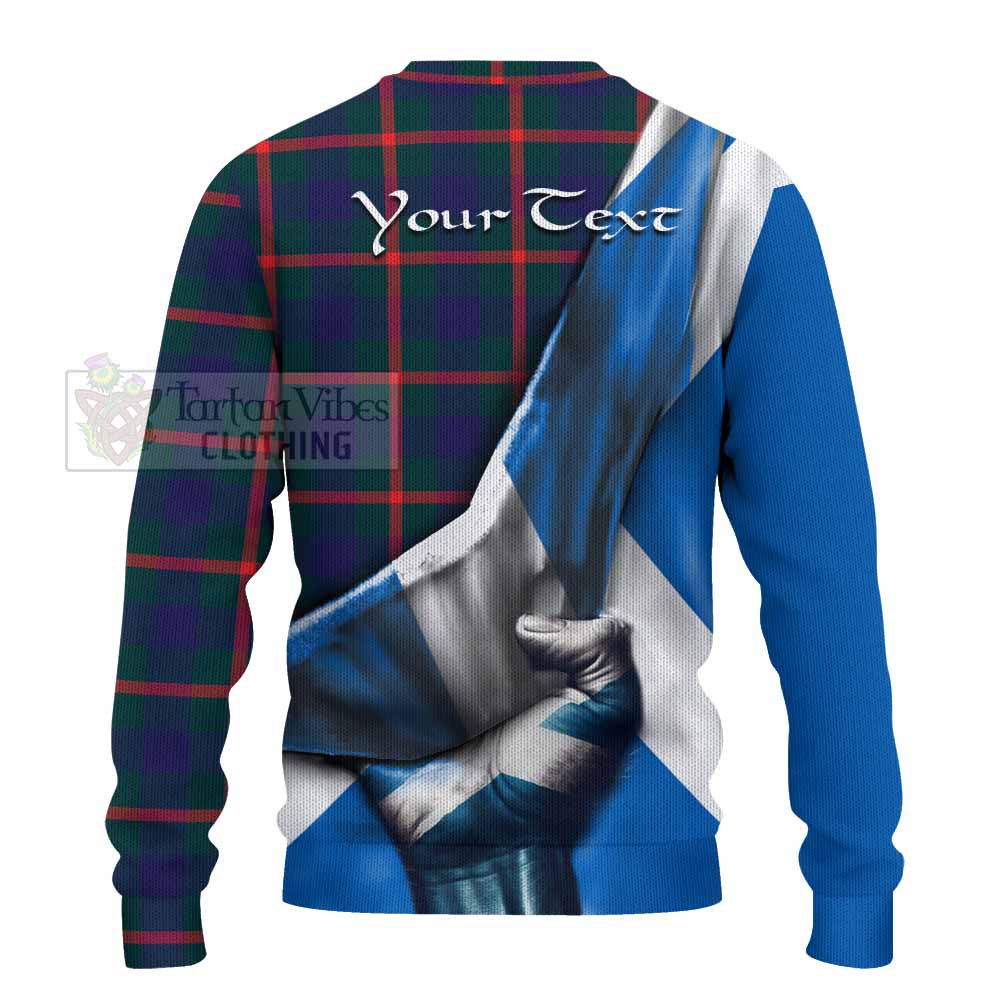 Tartan Vibes Clothing Agnew Tartan Knitted Sweater with Family Crest Scotland Patriotic Style