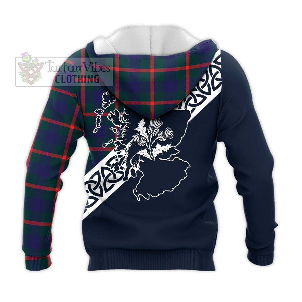 Tartan Vibes Clothing Agnew Tartan Knitted Hoodie Featuring Thistle and Scotland Map