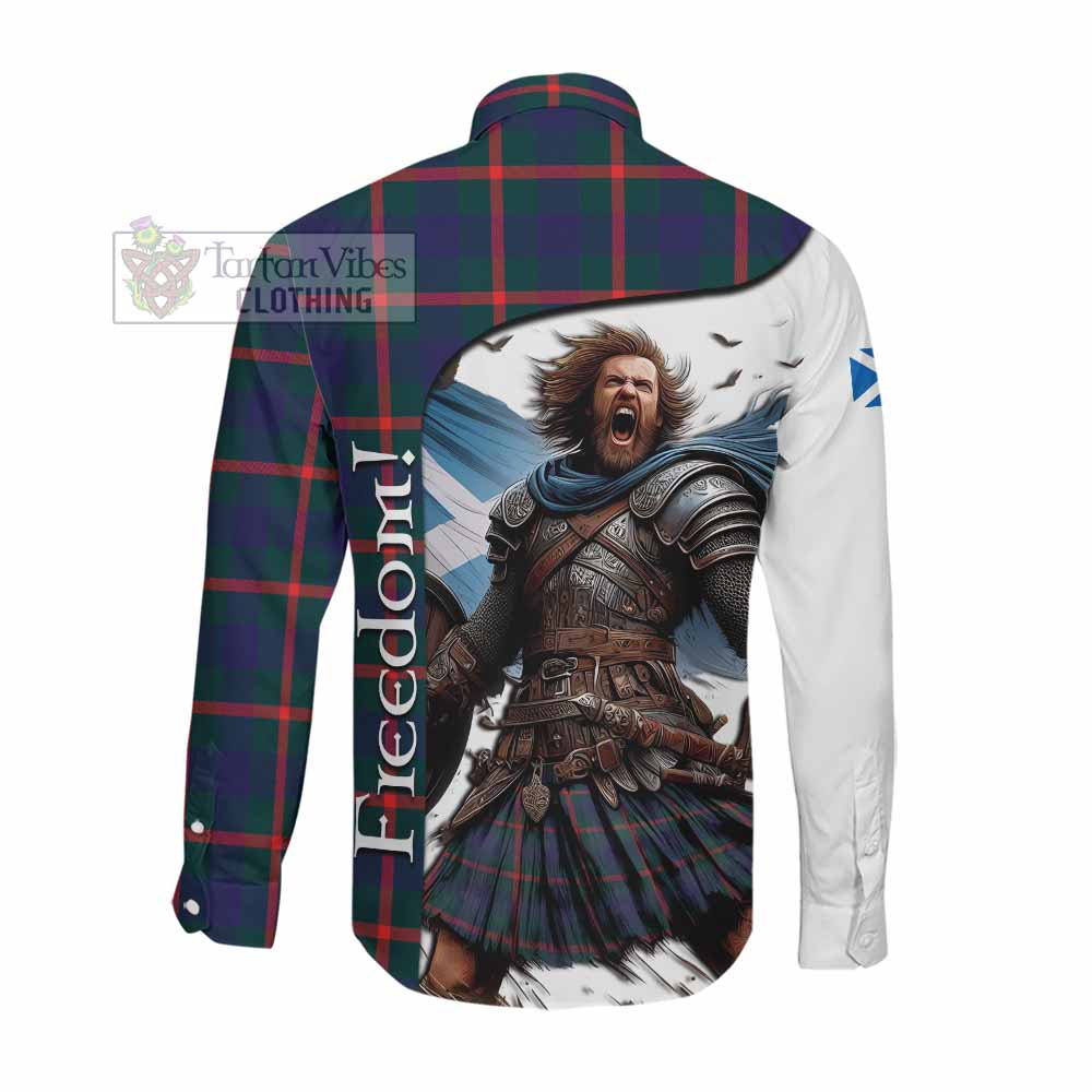 Tartan Vibes Clothing Agnew Crest Tartan Long Sleeve Button Shirt Inspired by the Freedom of Scottish Warrior