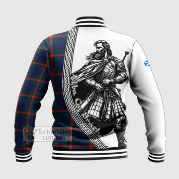 Agnew Tartan Clan Crest Baseball Jacket with Highlander Warrior Celtic Style