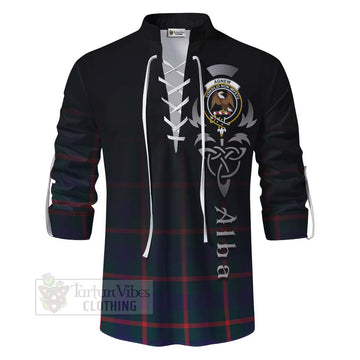 Agnew Tartan Ghillie Kilt Shirt Featuring Alba Gu Brath Family Crest Celtic Inspired