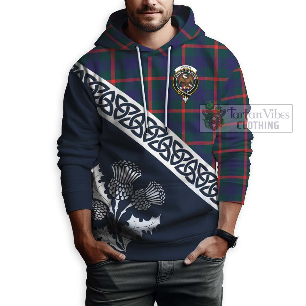 Tartan Vibes Clothing Agnew Tartan Hoodie Featuring Thistle and Scotland Map