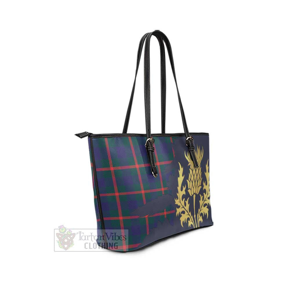 Agnew Tartan Leather Tote Bag Gold Thistle Style - Tartan Vibes Clothing