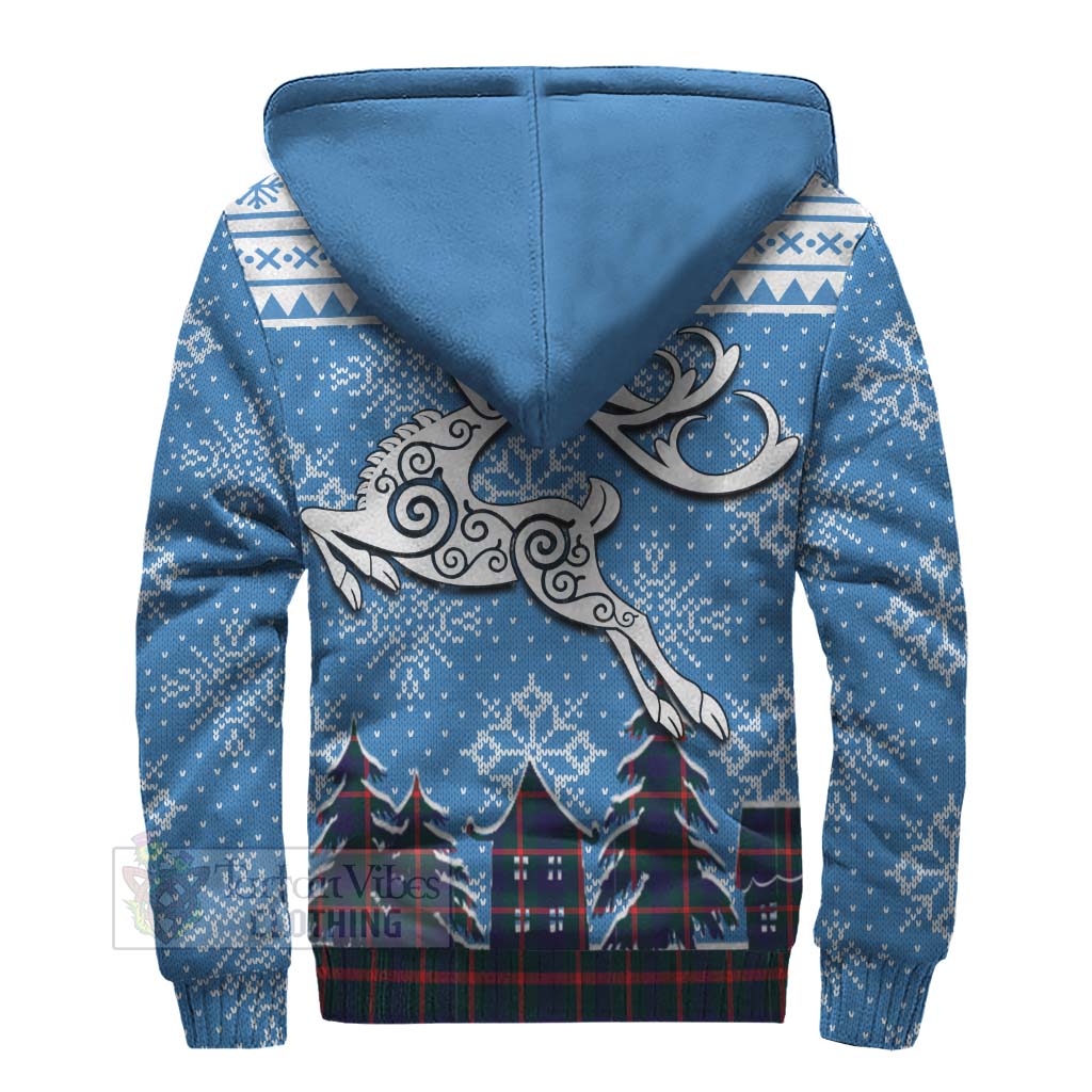 Tartan Vibes Clothing Agnew Clan Christmas Sherpa Hoodie Celtic Reindeer Style