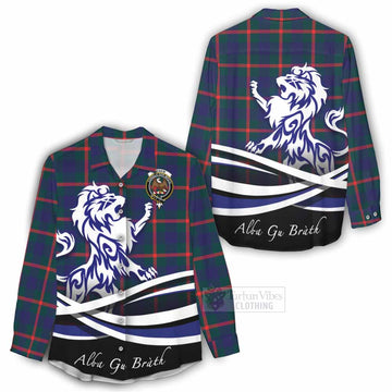 Agnew Tartan Women's Casual Shirt with Alba Gu Brath Regal Lion Emblem