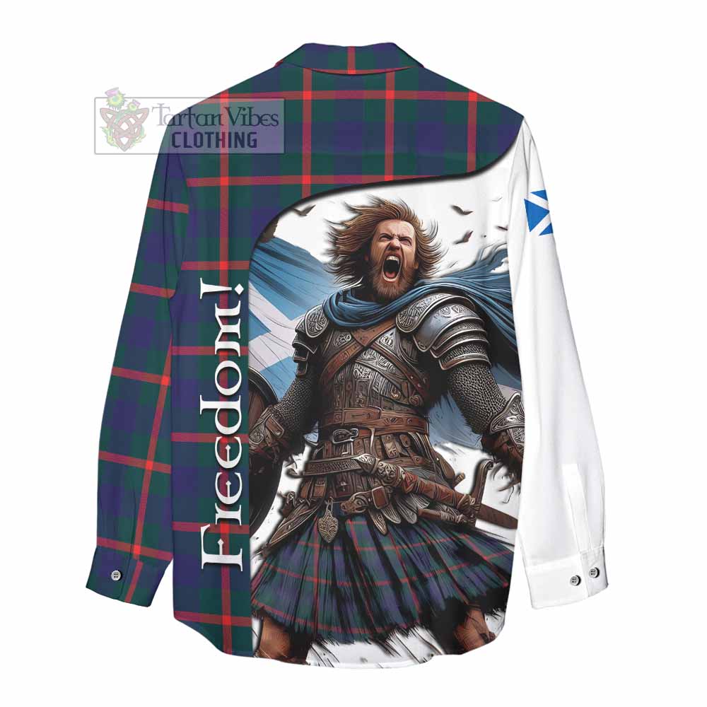 Tartan Vibes Clothing Agnew Crest Tartan Women's Casual Shirt Inspired by the Freedom of Scottish Warrior