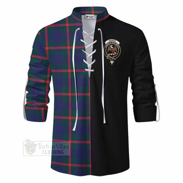 Agnew Tartan Ghillie Kilt Shirt with Family Crest and Half Of Me Style