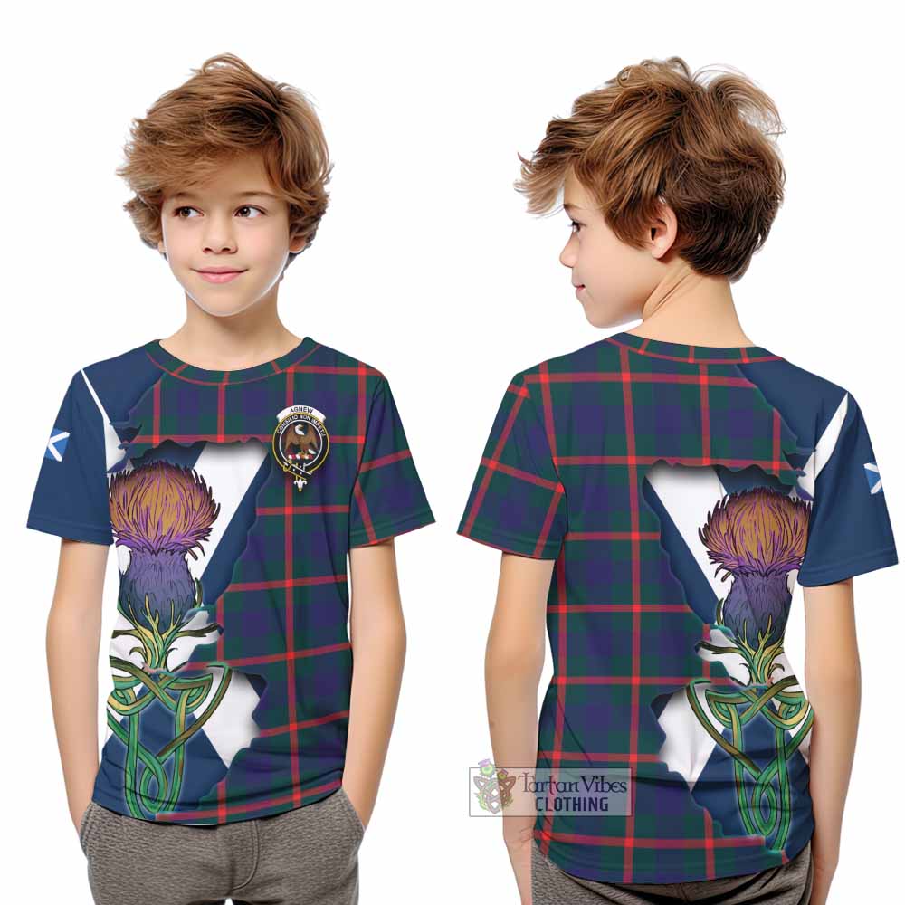 Agnew Tartan Family Crest Kid T-Shirt Scottish Thistle Celtic Inspired - Tartan Vibes Clothing
