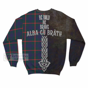 Agnew Tartan Family Crest Sweatshirt Alba Gu Brath Be Brave Lion Ancient Style - Tartan Vibes Clothing