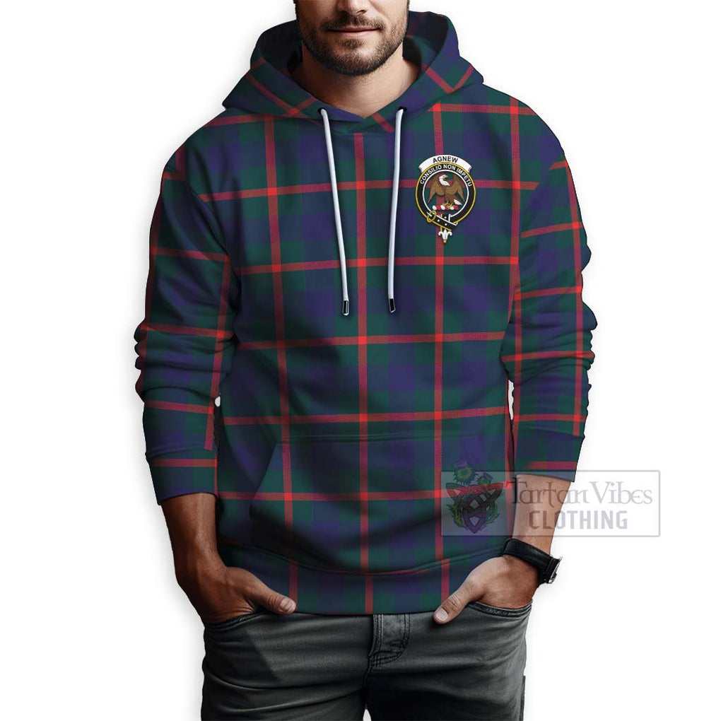 Tartan Vibes Clothing Agnew Tartan Hoodie with Family Crest and Bearded Skull Holding Bottles of Whiskey