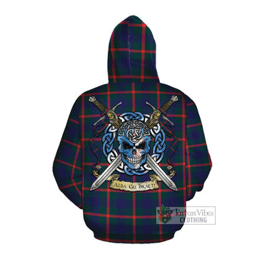 Agnew Tartan Cotton Hoodie with Family Crest Celtic Skull Style