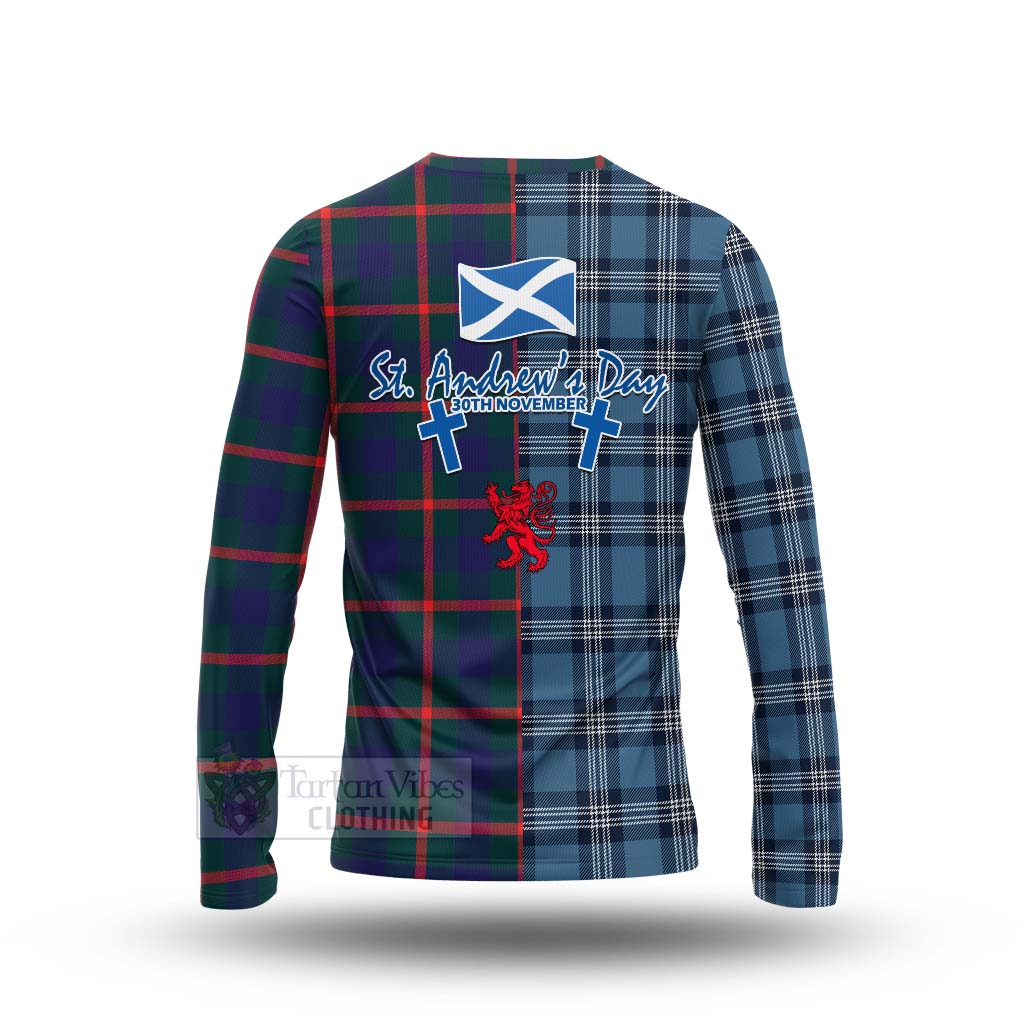 Tartan Vibes Clothing Agnew Tartan Long Sleeve T-Shirt Happy St. Andrew's Day Half Tartan Style