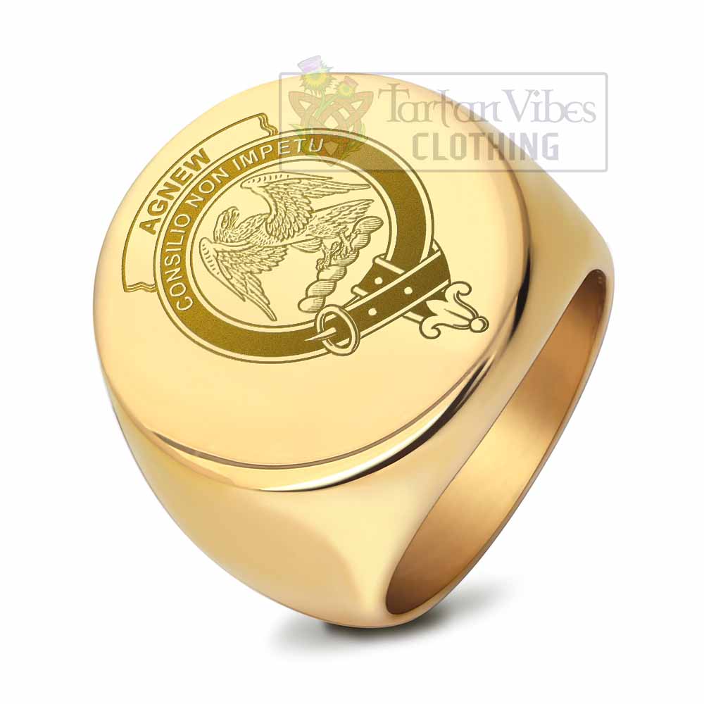 Tartan Vibes Clothing Agnew Clan Crest Engraved Ring