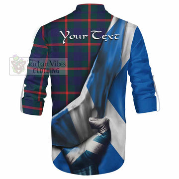 Agnew Tartan Ghillie Kilt Shirt with Family Crest Scotland Patriotic Style