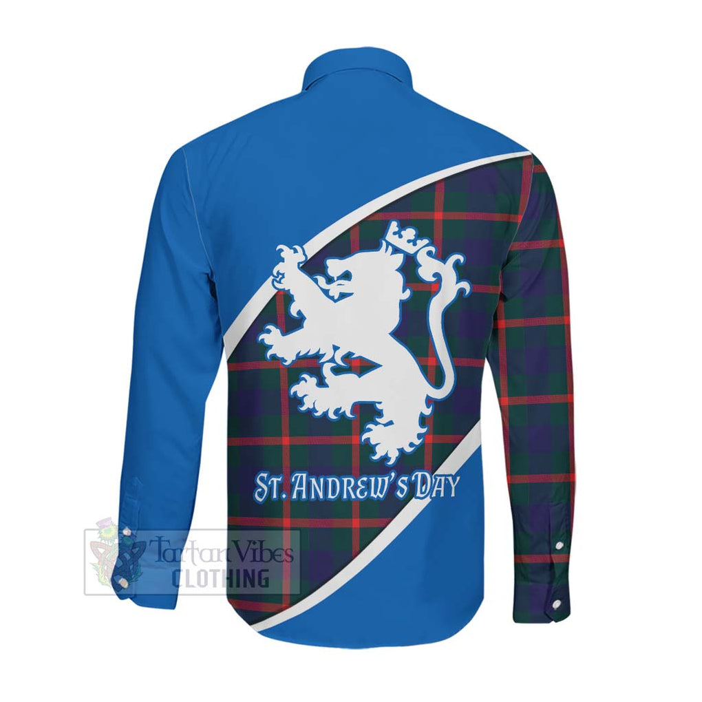 Tartan Vibes Clothing Agnew Family Crest Tartan Long Sleeve Button Shirt Celebrate Saint Andrew's Day in Style