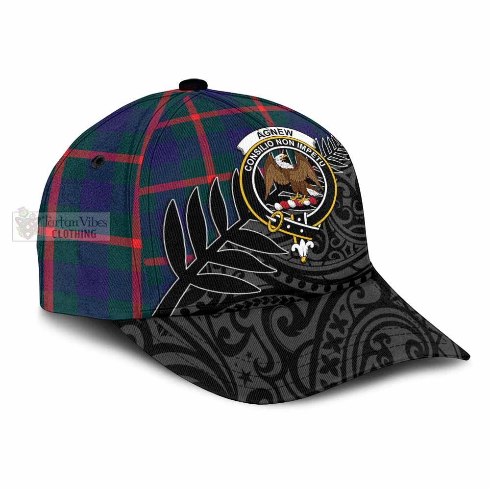 Tartan Vibes Clothing Agnew Tartan Classic Cap with New Zealand Silver Fern Half Style