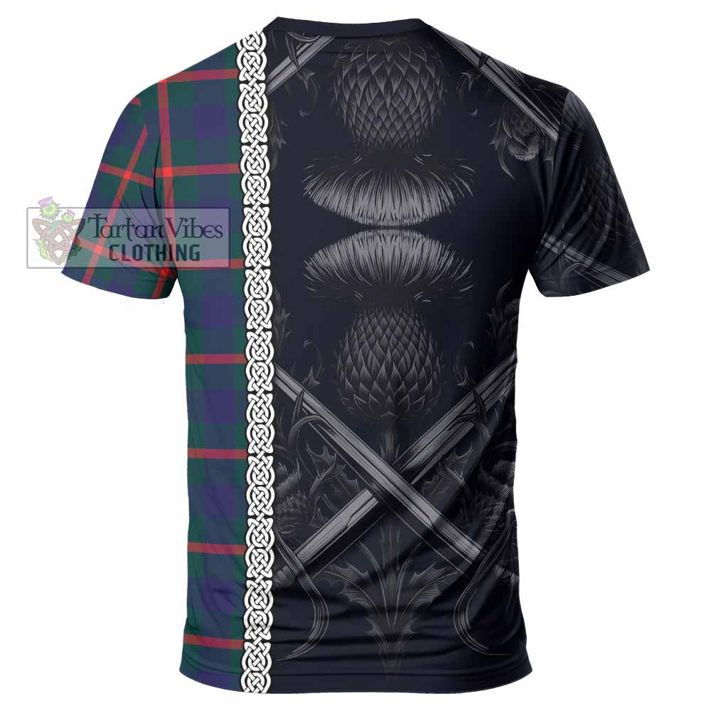 Tartan Vibes Clothing Agnew Tartan T-Shirt with Family Crest Cross Sword Thistle Celtic Vibes