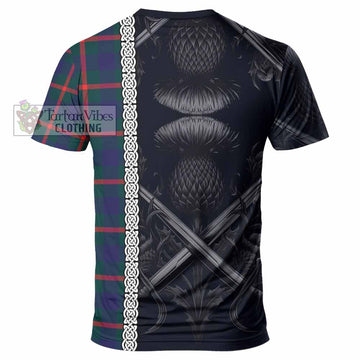 Agnew Tartan T-Shirt with Family Crest Cross Sword Thistle Celtic Vibes