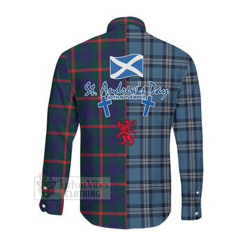 Agnew Tartan Long Sleeve Button Shirt Happy St. Andrew's Day Half Tartan Style