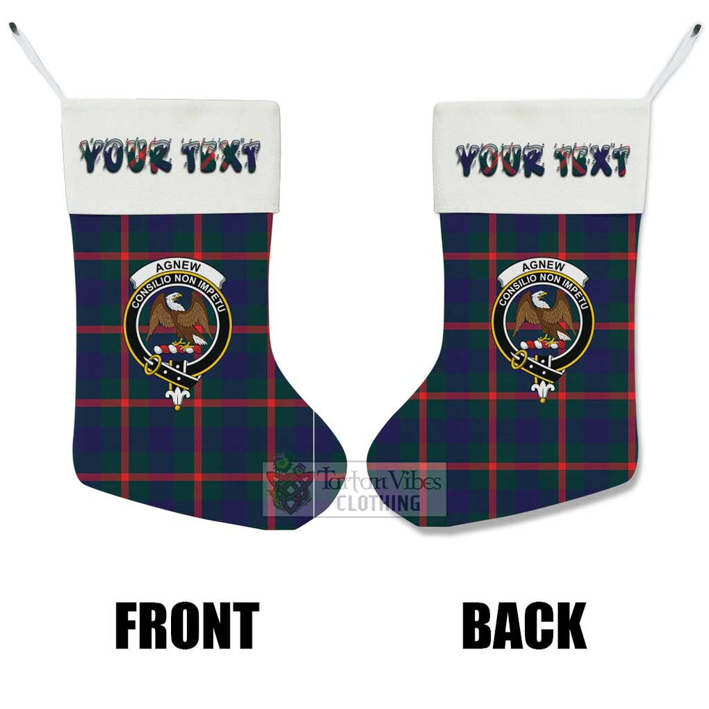 Tartan Vibes Clothing Agnew Tartan Family Crest Christmas Stocking with Personalized Text