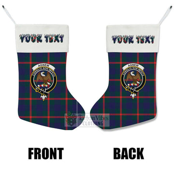 Agnew Tartan Family Crest Christmas Stocking with Personalized Text