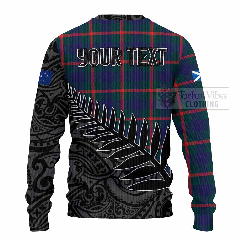 Tartan Vibes Clothing Agnew Crest Tartan Knitted Sweater with New Zealand Silver Fern Half Style