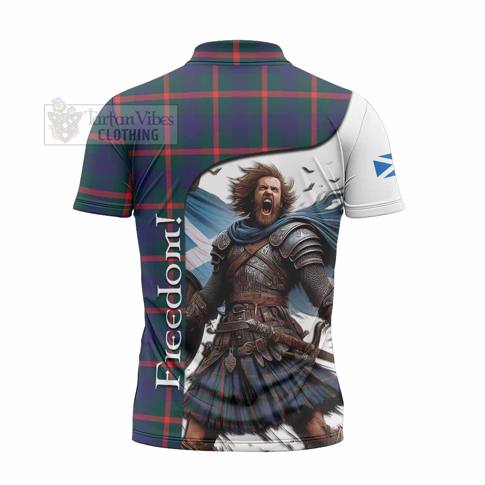 Tartan Vibes Clothing Agnew Crest Tartan Zipper Polo Shirt Inspired by the Freedom of Scottish Warrior