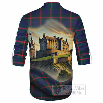 Agnew Tartan Family Crest Ghillie Kilt Shirt with Scottish Ancient Castle Style - Tartan Vibes Clothing
